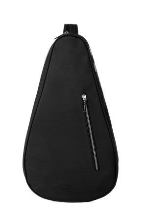 Housse de raquette en cuir noir / argenté