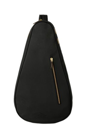 Housse de raquette en cuir noir : doré